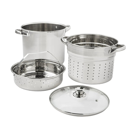 8 Qt Multipot Set 4-Piece Stainless Steel Cookware for Ultimate Kitchen Convenience Julia M LifeStyles