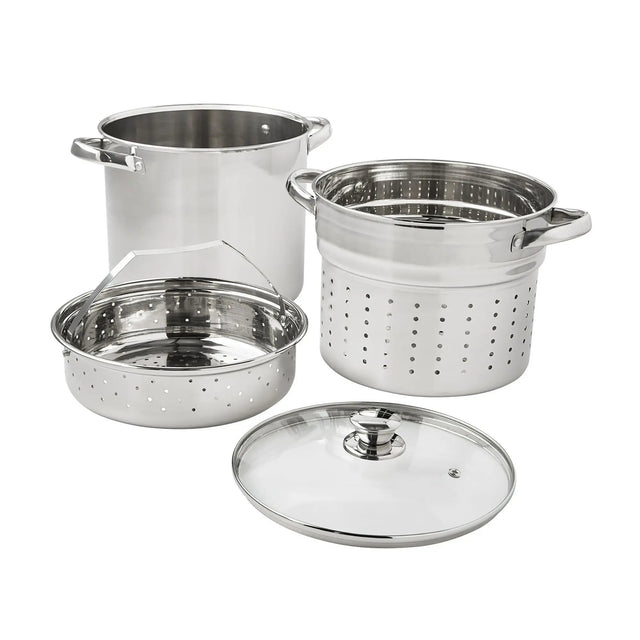 8 Qt Multipot Set 4-Piece Stainless Steel Cookware for Ultimate Kitchen Convenience Julia M LifeStyles