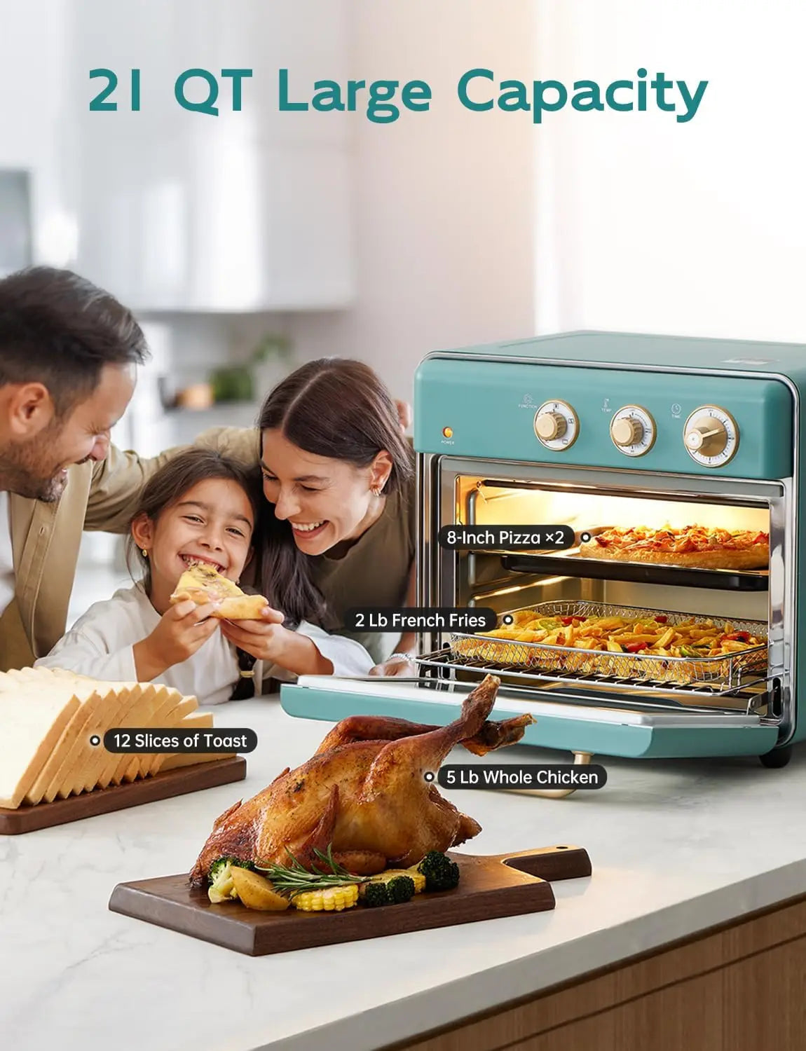 [21 QT& 6-in-1] Toaster Oven & Air Fryer, Compact Toaster Ovens Countertop with 5 Slices 1500W Rapid Heat Air Fryer Toaster Oven Julia M LifeStyles