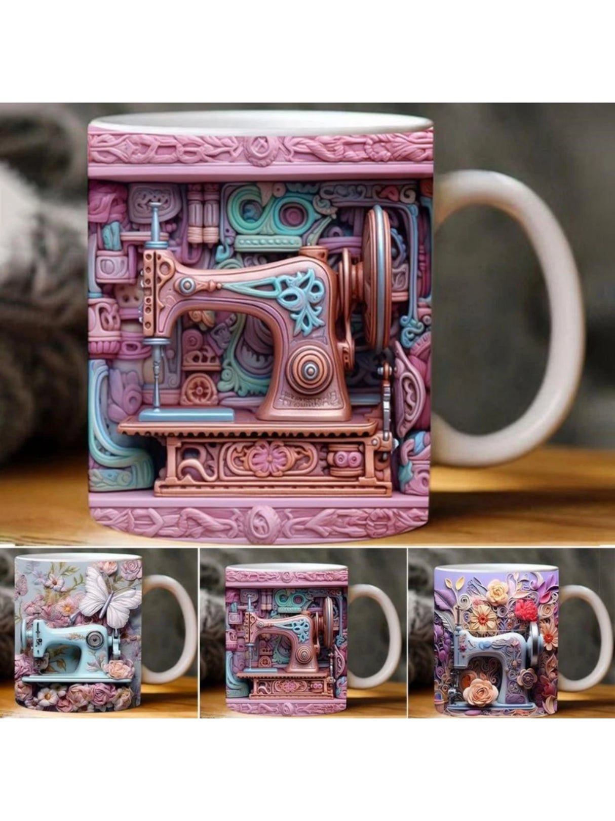 Sewing Machine Design Ceramic Mug - Unique Gift for Sewing Enthusiasts