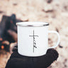 Faith Hope Love Print Christian Creative Enamel Mugs Outdoor Travel Coffee Cup Drink Dessert Milk Vintage Handle Drinkware Gift Julia M Home & Kitchen