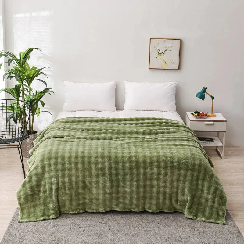 Cozy Coral Fleece Rabbit Fur Blanket for Sofa & Bedroom Julia M LifeStyles