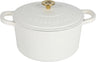 Artisan 7-Quart Round Dutch Oven - Matte Linen White w/Gold Knob Julia M Home & Kitchen