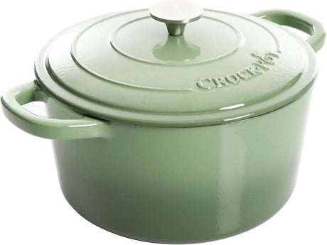 Artisan 7-Quart Round Dutch Oven - Matte Linen White w/Gold Knob Julia M Home & Kitchen