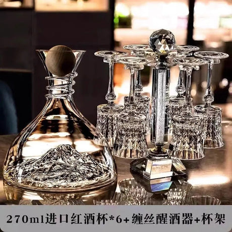 Glass Crystal Luxury Red Wine Glass Set Crystal Silk Iceberg Decanter Diamond Wine Glass Julia M Home & Kitchen