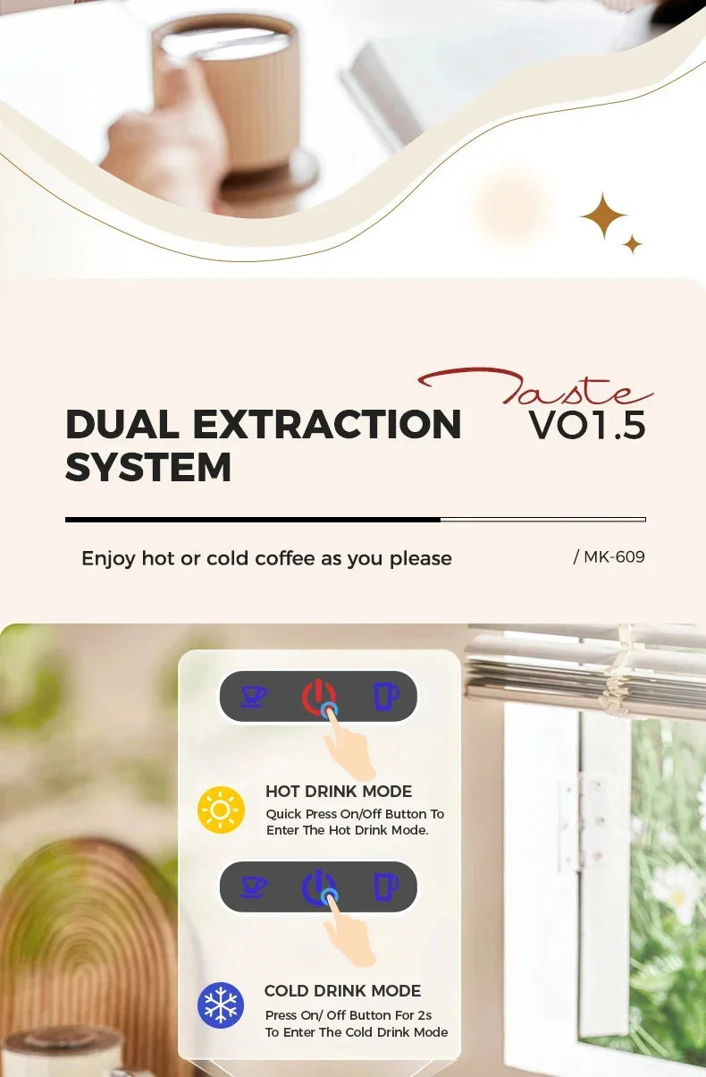220V 19Bar 600ml 3in1 Nespresso Capsule Espresso Maker Fully Automatic Portable Office Small Home Italian Capsule Coffee Machine Julia M LifeStyles