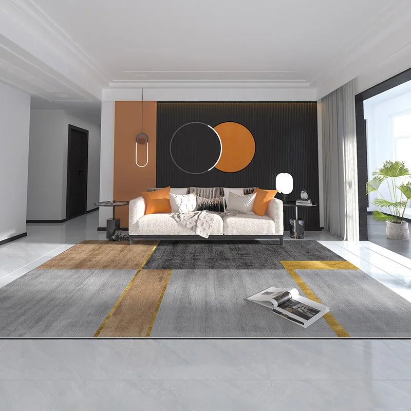 VIKAMA Orange Grey Large Living Room Carpet