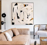 Custom Design White Beige 3D Textured Minimalist Handmade Wabi-Sabi Abstract Oil Painting for Home Hotel Office Wall Art Decor