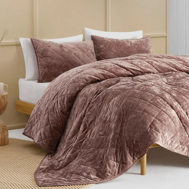 Ultra Soft Luxury Velvet Quilt Set - Queen Size Oversized Comforter for Summer Julia M LifeStyles