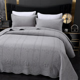JULIA 3 Pieces Solid Color Embroidered Quilt Set