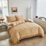 Bohemia Wavy Cut Flowers with Tassel Duvet Cover Set Single Double Boho Bedding Set Queen Soft Grace Quilt Cover and Pillowcases