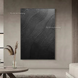Large Special Artwork Abstract Pure Black Texture Thick Oil Painting Handmade New Design Knife Thick Canvas Wall Art Decor