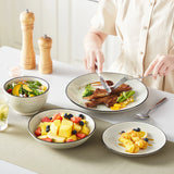 48 Piece Beige Hand-painted Ceramic Dinnerware Set