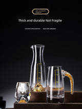 Crystal Glass Wine Decanter Set with Gold Foil Shot Cup