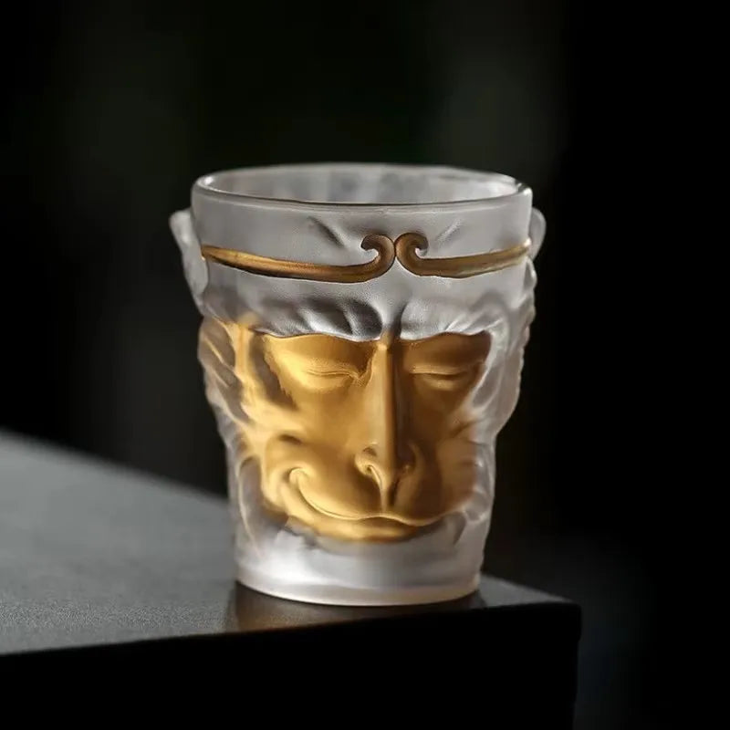 Playful Monkey Crystal Glass Kung Fu Tea Mug