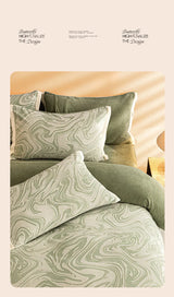High-end Thickened Milk Fleece Carving Four-piece Skin-friendly Three-dimensional Jacquard Bedding Kit