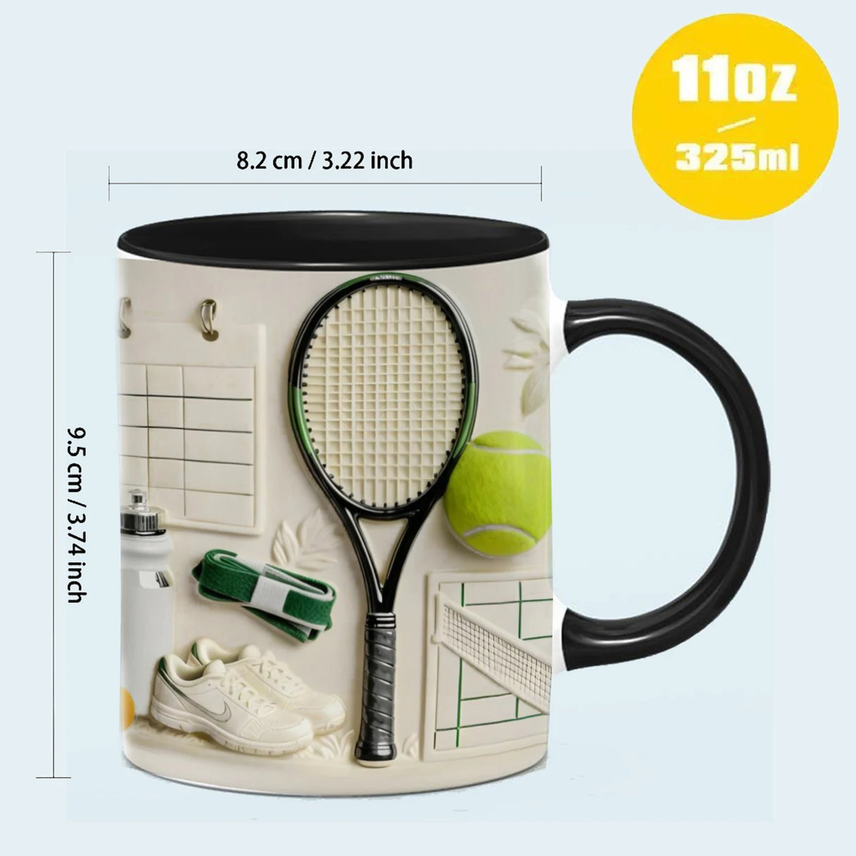Custom Tennis Theme Ceramic Mug with Name Personalization