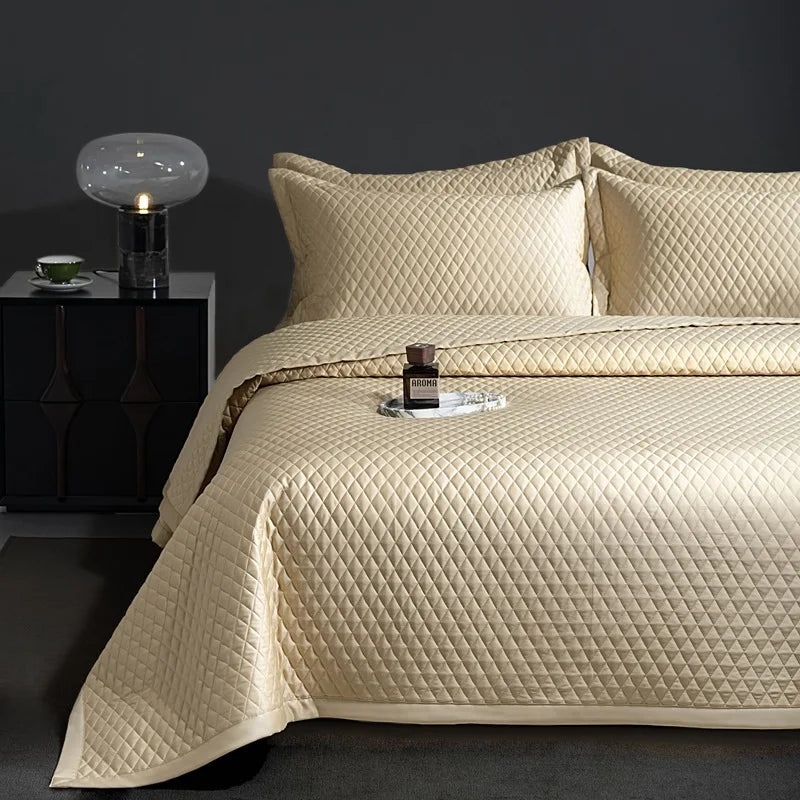 CHAUSUB Luxury Pima Cotton Quilt Set 3PCS King Queen Size,Silky Cooling Bedspread & Coverlet,Summer Lightweight Comforter