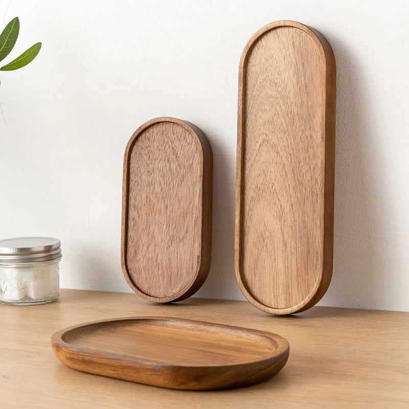 Tableware Solid Wood Food Tray Round Rectangle Dessert Plate Japanese-style Wooden Snack Fruit Tea Saucer Pallet Bread Board Julia M LifeStyles