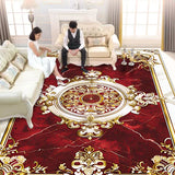 European Style Luxury Living Room Carpet - Red Retro Design