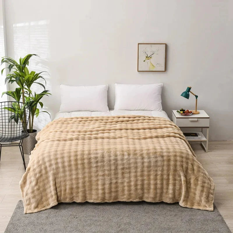 Cozy Coral Fleece Rabbit Fur Blanket for Sofa & Bedroom Julia M LifeStyles