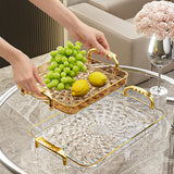 WORTHBUY Light Luxury Clear Serving Tray Plastic Fruit Dessert Tray With Handle Home Decorative Storage Tray Kitchen Organizer