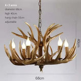 Rustic Alpine Hand-Crafted Deer Antler Pendant Chandelier