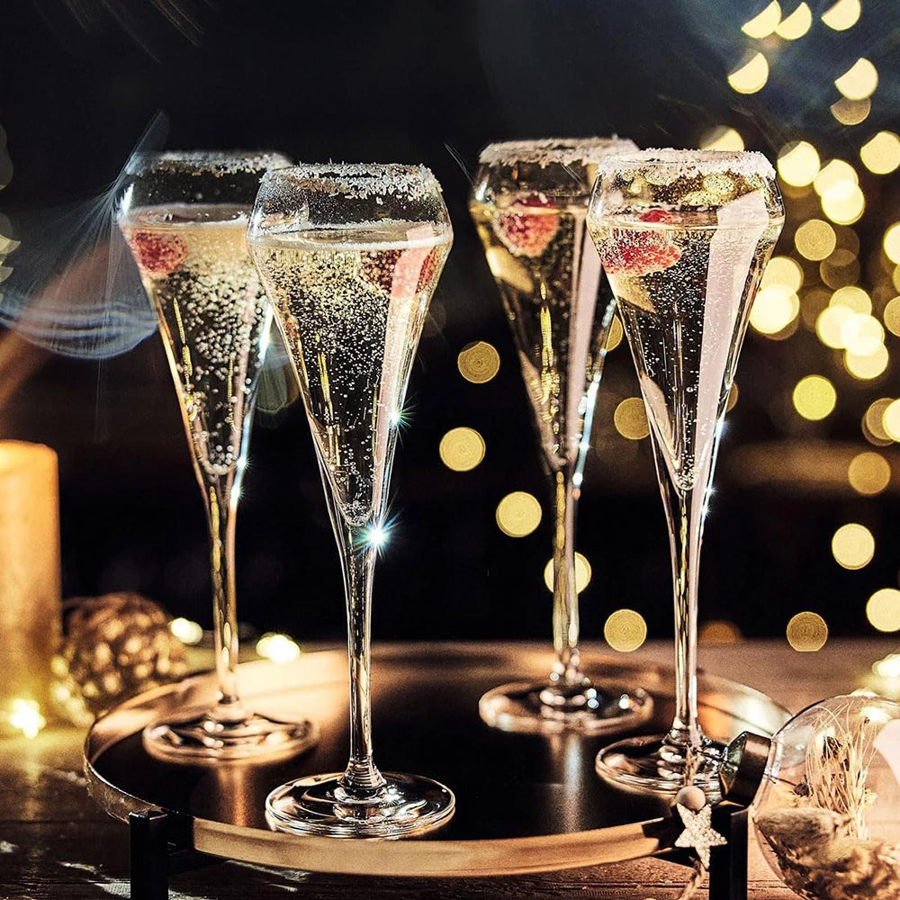 Crystal Champagne Flutes Set of 2- 210ml Glasses for Perfect Wine Pour and Aroma Enhancement - Julia M LifeStyles