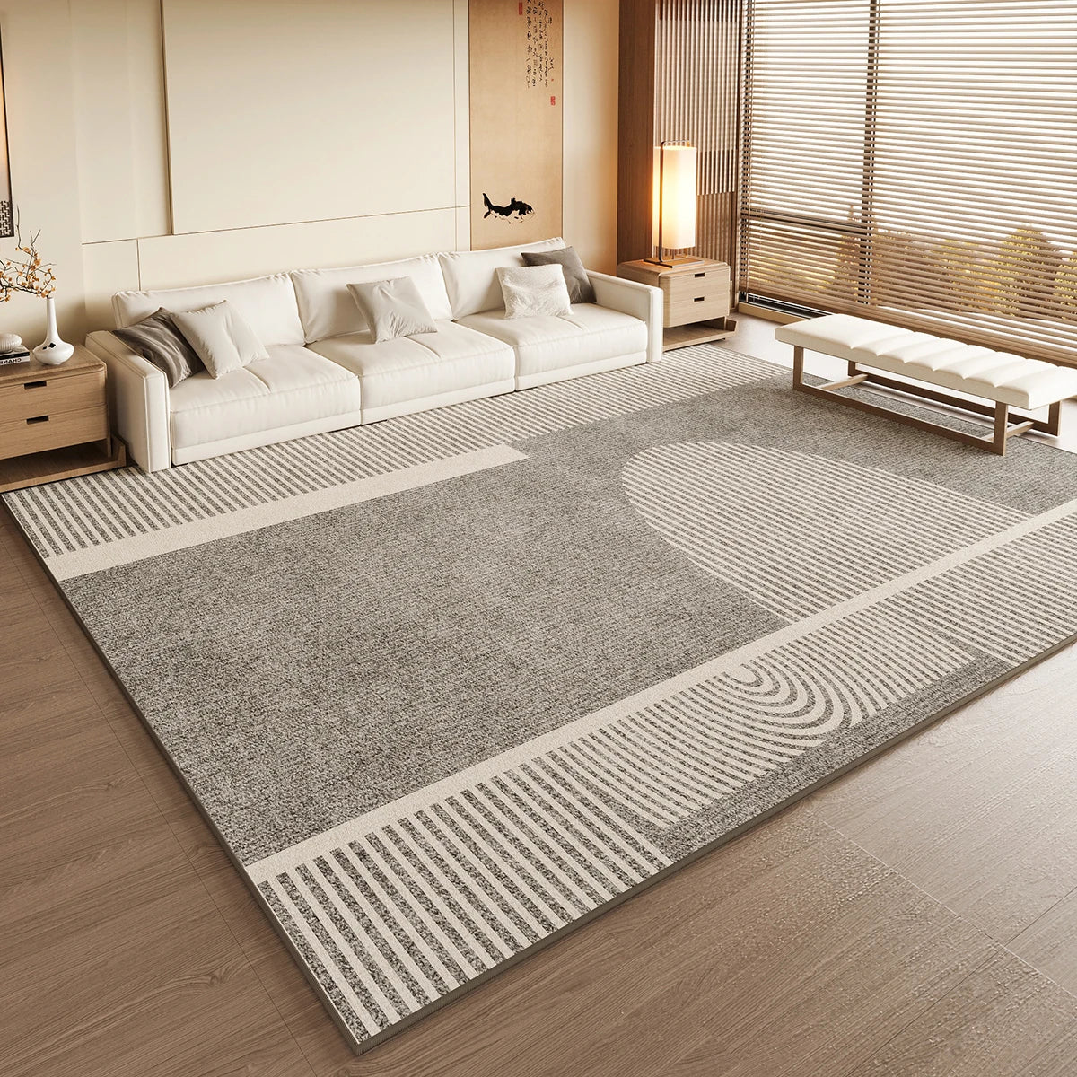 VIKAMA Black Large Living Room Carpet - Low Pile Waterproof Rug - Julia M LifeStyles