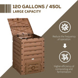 120 Gallon Garden Compost Bin with 80 Vents and Sliding Doors