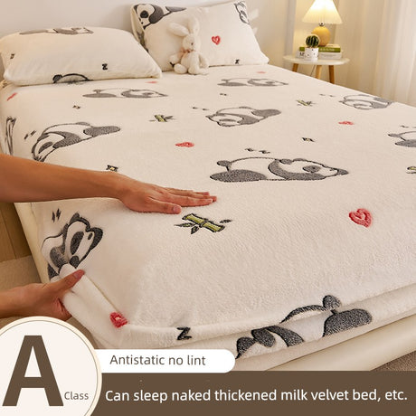 Elegant Winter Fleece-Lined Coral Milk Fiber Fitted Sheet Julia M Home & Kitchen