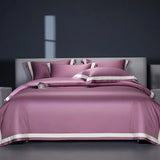 Premium 1400TC Egyptian Cotton Smooth Soft Bedding Set Chic White Grey Patchwork Duvet Cover Flat/Fitted Bed Sheet Pillowcases