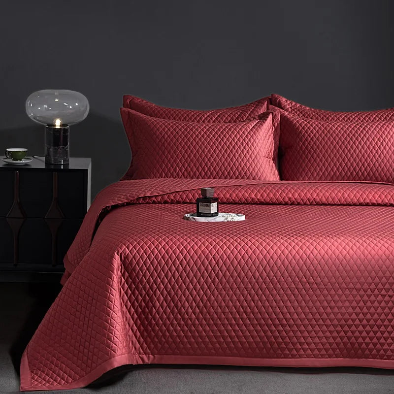 CHAUSUB Luxury Pima Cotton Quilt Set 3PCS King Queen Size,Silky Cooling Bedspread & Coverlet,Summer Lightweight Comforter