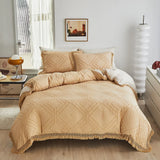 Bohemia Wavy Cut Flowers with Tassel Duvet Cover Set Single Double Boho Bedding Set Queen Soft Grace Quilt Cover and Pillowcases