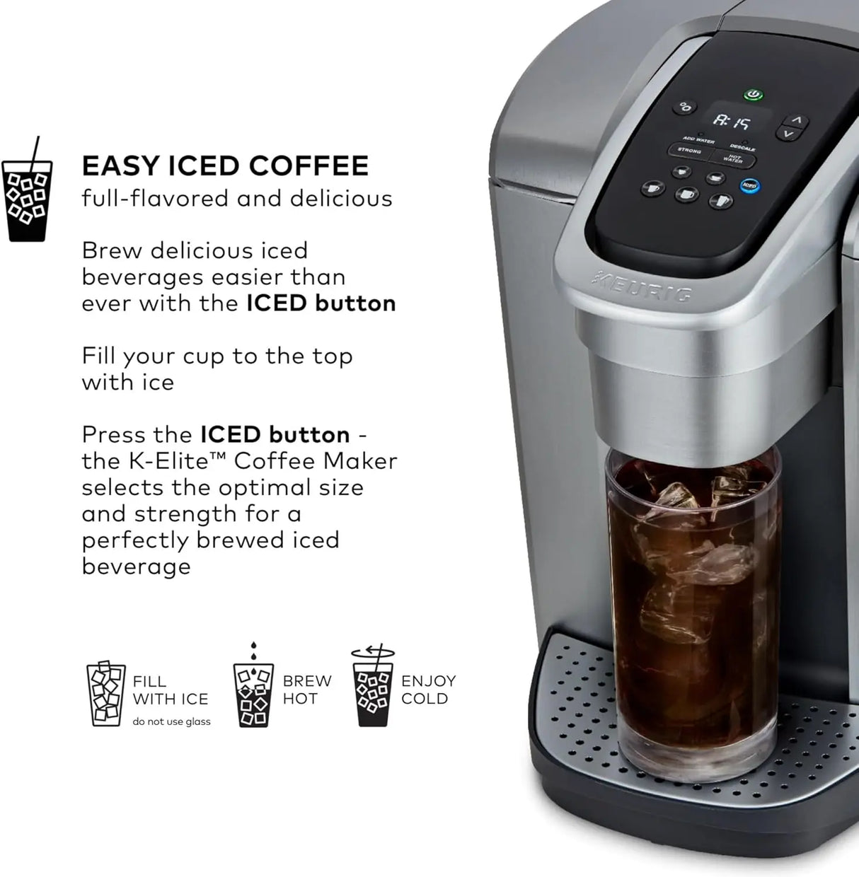 Keurig K-Elite Single Serve K-Cup Pod Coffee Maker, with Strength and Temperature Control, Iced Coffee Capability