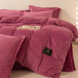 Wostar Luxury Solid Color Flannel Duvet Cover Set, 220x240 cm