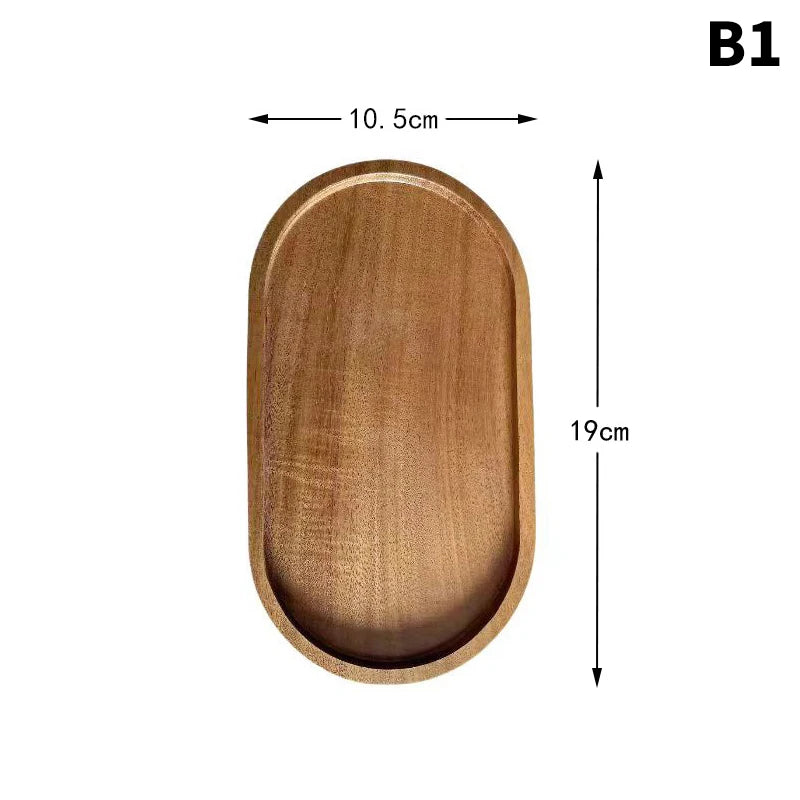 Tableware Solid Wood Food Tray Round Rectangle Dessert Plate Japanese-style Wooden Snack Fruit Tea Saucer Pallet Bread Board Julia M LifeStyles