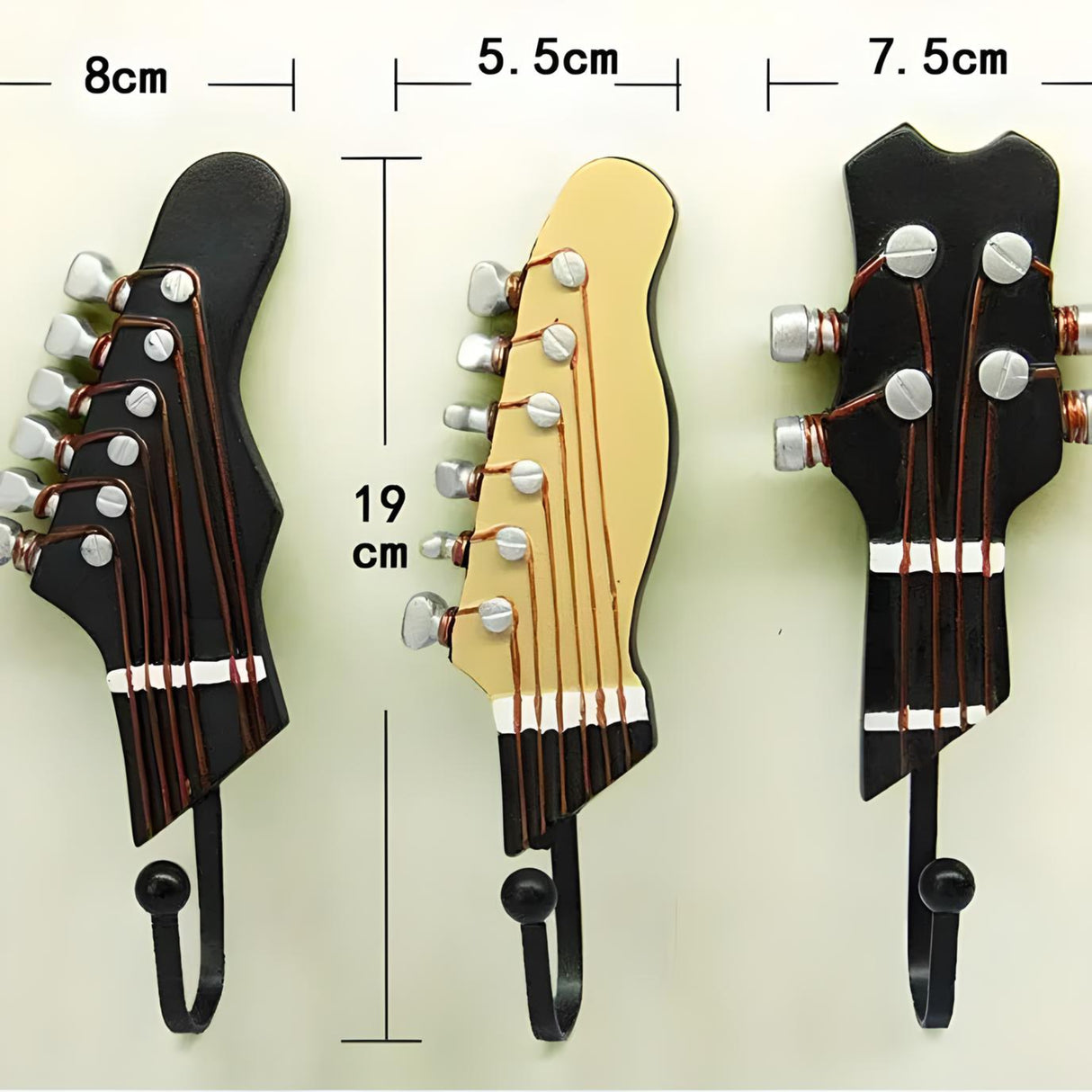 Retro Guitar Head-shaped Hooks 3PCS/Set