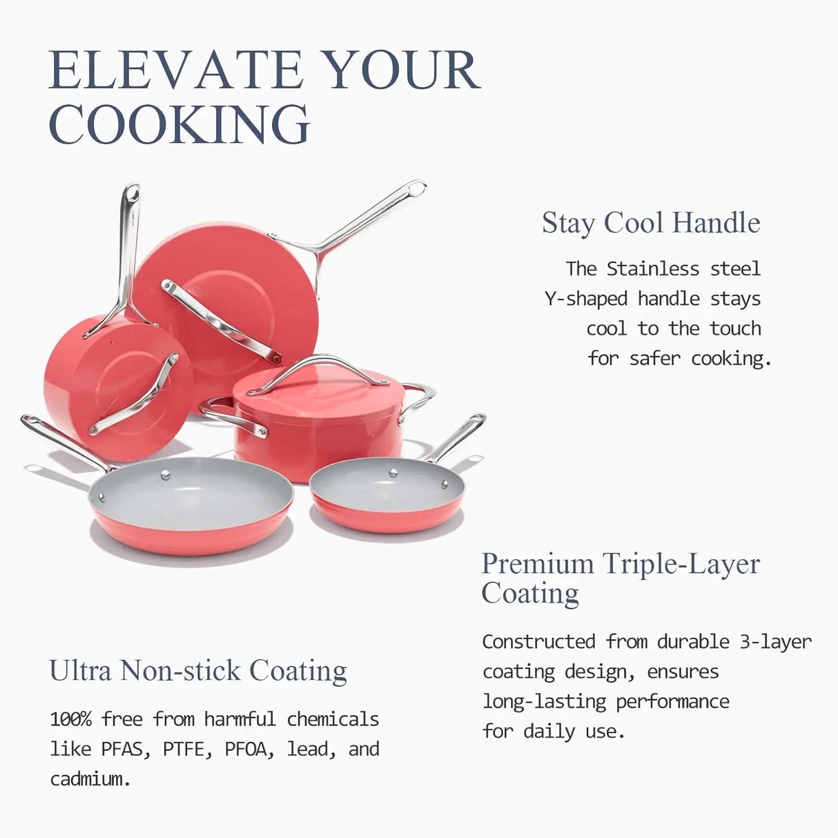 Ceramic Cookware Set Nonstick Pots and Pans Set 8-Piece - Non-Toxic & PTFE/PFOA/PFAS Free, Induction Cookware, Julia M LifeStyles