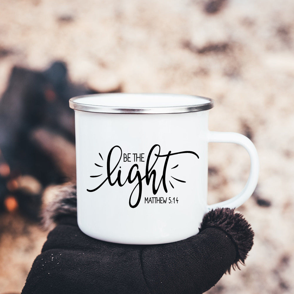 Faith Hope Love Print Christian Creative Enamel Mugs Outdoor Travel Coffee Cup Drink Dessert Milk Vintage Handle Drinkware Gift Julia M Home & Kitchen