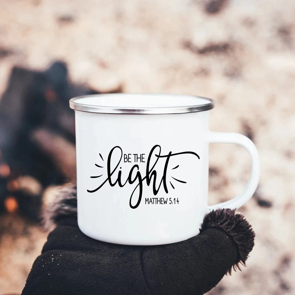 Faith Hope Love Print Christian Creative Enamel Mugs Outdoor Travel Coffee Cup Drink Dessert Milk Vintage Handle Drinkware Gift Julia M Home & Kitchen