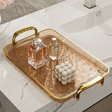 WORTHBUY Light Luxury Clear Serving Tray Plastic Fruit Dessert Tray With Handle Home Decorative Storage Tray Kitchen Organizer
