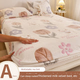 Elegant Winter Fleece-Lined Coral Milk Fiber Fitted Sheet Julia M Home & Kitchen