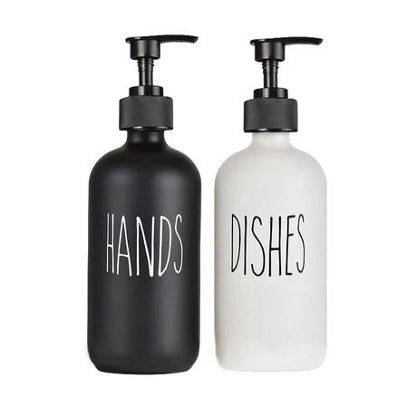 Elegant 500ml Black Dish Soap Dispenser Set with Refillable Pump for Farmhouse Chic Décor Julia M LifeStyles