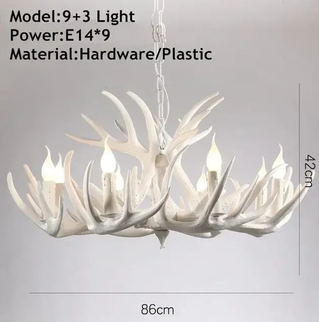 Rustic Alpine Hand-Crafted Deer Antler Pendant Chandelier