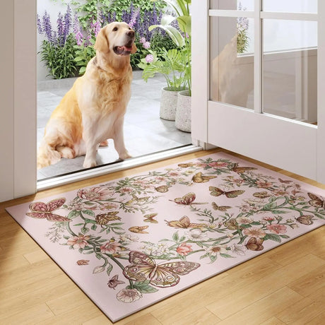 Bohemian Floral Butterfly Carpet Entrance Mat