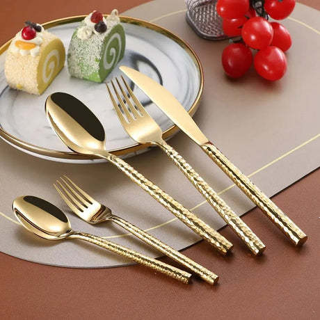 "Shiny Gold Stainless Steel Cutlery Set" - Julia M LifeStyles