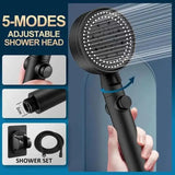 Shower Head Water Saving Black 5 Mode Adjustable High Pressure Shower - One-key Stop Water Massage - Julia M LifeStyles