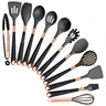 Silicone Kitchen Utensils Set - Heat Resistant, Non-stick, Rose Gold Plated Handles - Julia M LifeStyles
