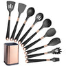 Silicone Kitchen Utensils Set - Heat Resistant, Non-stick, Rose Gold Plated Handles - Julia M LifeStyles